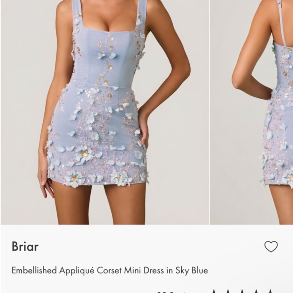 Oh Polly Light Blue Embellished Mini Dress